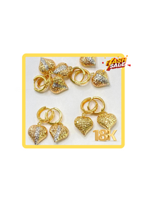 TRI COLOR DANGLING HEART DIACUT EARRINGS