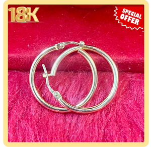 18K LOOP PLAIN EARRING 25MM