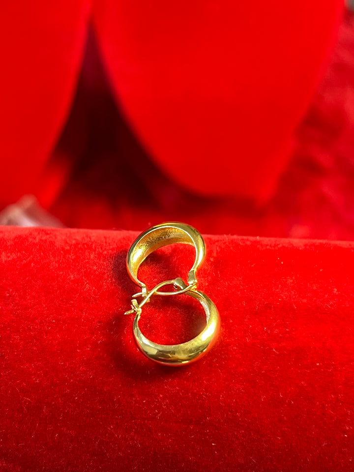 18K DOME EARRING 15MM